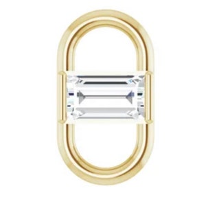 Solid Gold & Silver Baguette Connector Link, Solid Yellow Gold, Solid Rose Gold, Sterling Silver