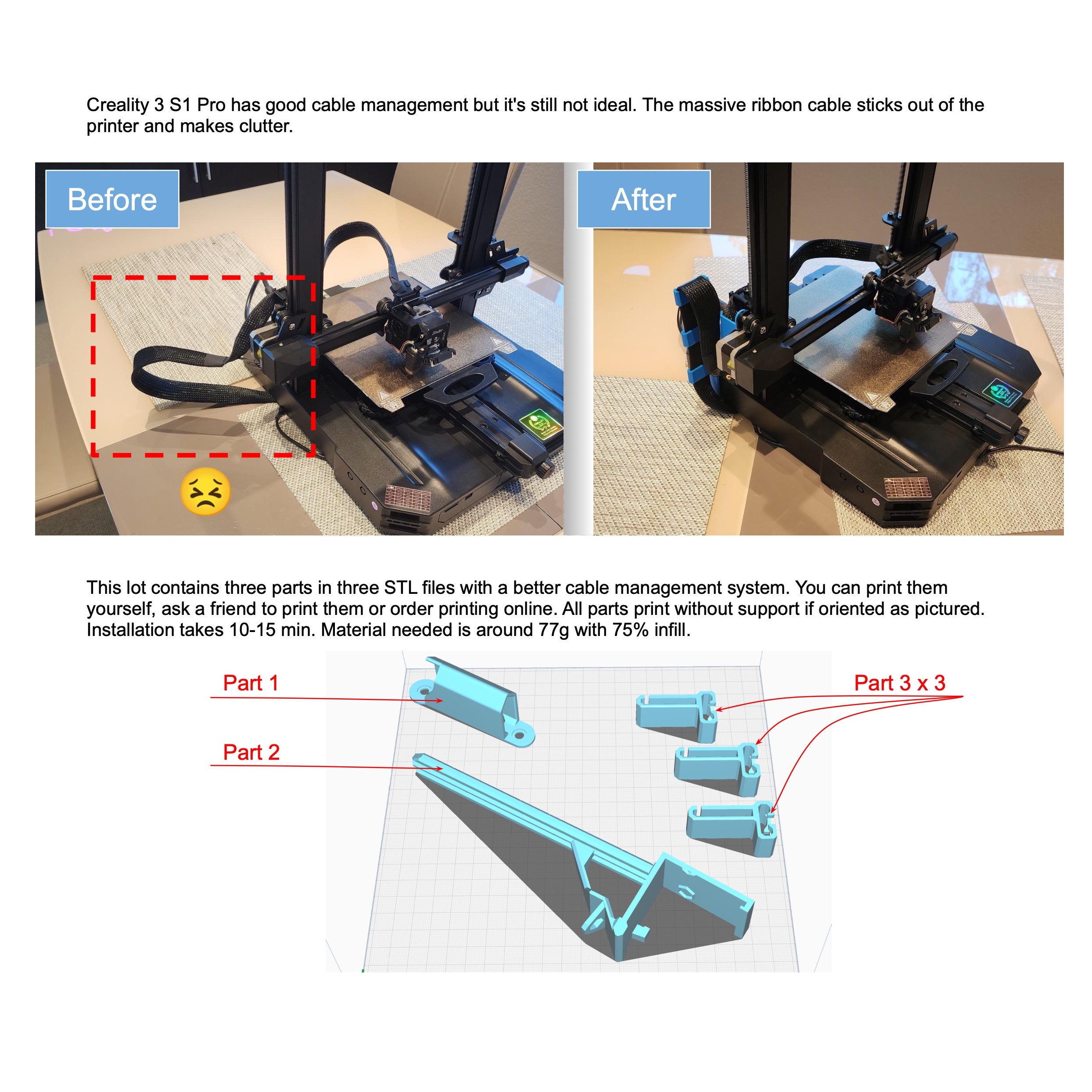 Creality Ender 3 S1 Pro Better Cable Management System SE 