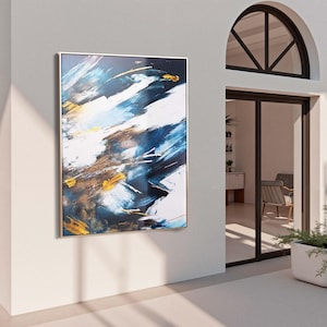 Ethereal Elegance, Large Abstract Textured Giclée Printed & Hand-Painted on Canvas, Abstract Wall Art, Living Room Home Decor, 3D Texture