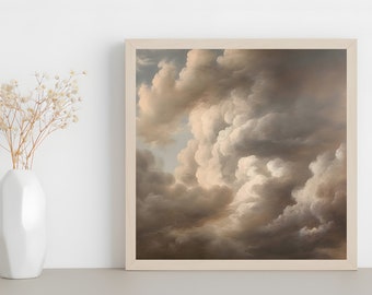 8x8 Print Vintage Square Print Vintage Cloud Painting Square Print Digital Print Vintage Print Muted Art Print Square Art Print Digital Art