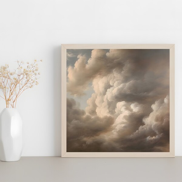 8x8 Print Vintage Square Print Vintage Cloud Painting Square Print Digital Print Vintage Print Muted Art Print Square Art Print Digital Art