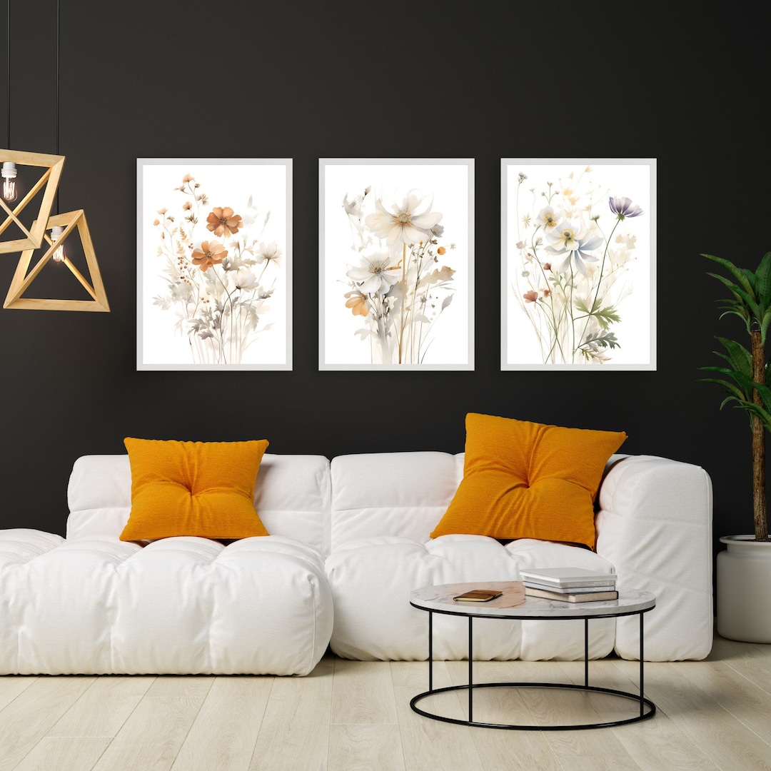 Bohohome Botanical Boho Art Watercolor Botanical Print Set of 3 Floral