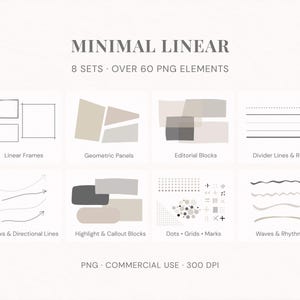 Minimale lineare Design-Elemente Bundle, abstrakte Formen, geometrische Blöcke, Linien und Markierungen, PNG kommerzielle Nutzung