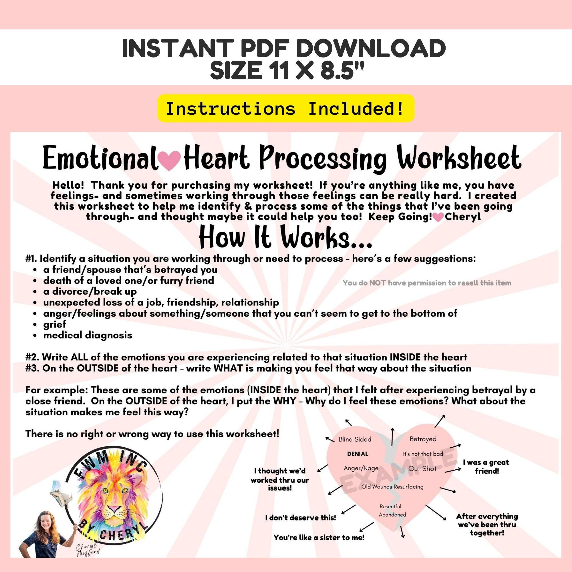 Emotional Processing Worksheet | Digital Download | Guided Emotional ...