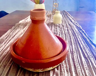 Set of 2,Moroccan Hand Crafted Classic Tagine-Handcrafted Morocco Tagine-Serving Plate-Pottery Tagine-Art tagin