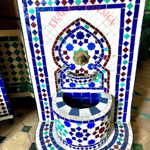 Handmade Mosaic Fountain: Moroccan Tile Patio Decor