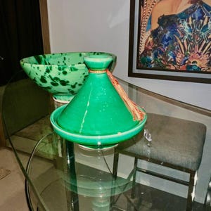 Set of 2 Handcrafted Moroccan Small Tagine - Traditional Ceramic Cookware and Decor , berber tagine
