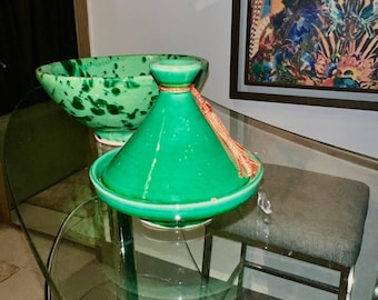 Set van 2 handgemaakte Marokkaanse kleine tajine - traditioneel keramisch kookgerei en decoratie, berber-tajine