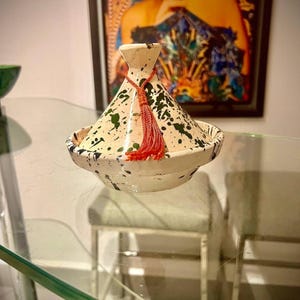 Set of 2,Moroccan handmadeCeramic Tagine-Traditional Pottery Serving Dish-Handcrafted Morocco Tagine-Serving Plate-Pottery Tagine-Art tagine
