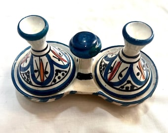 Handmade Moroccan Spice Tagine: Salt and Pepper Pots, Kitchen Decor