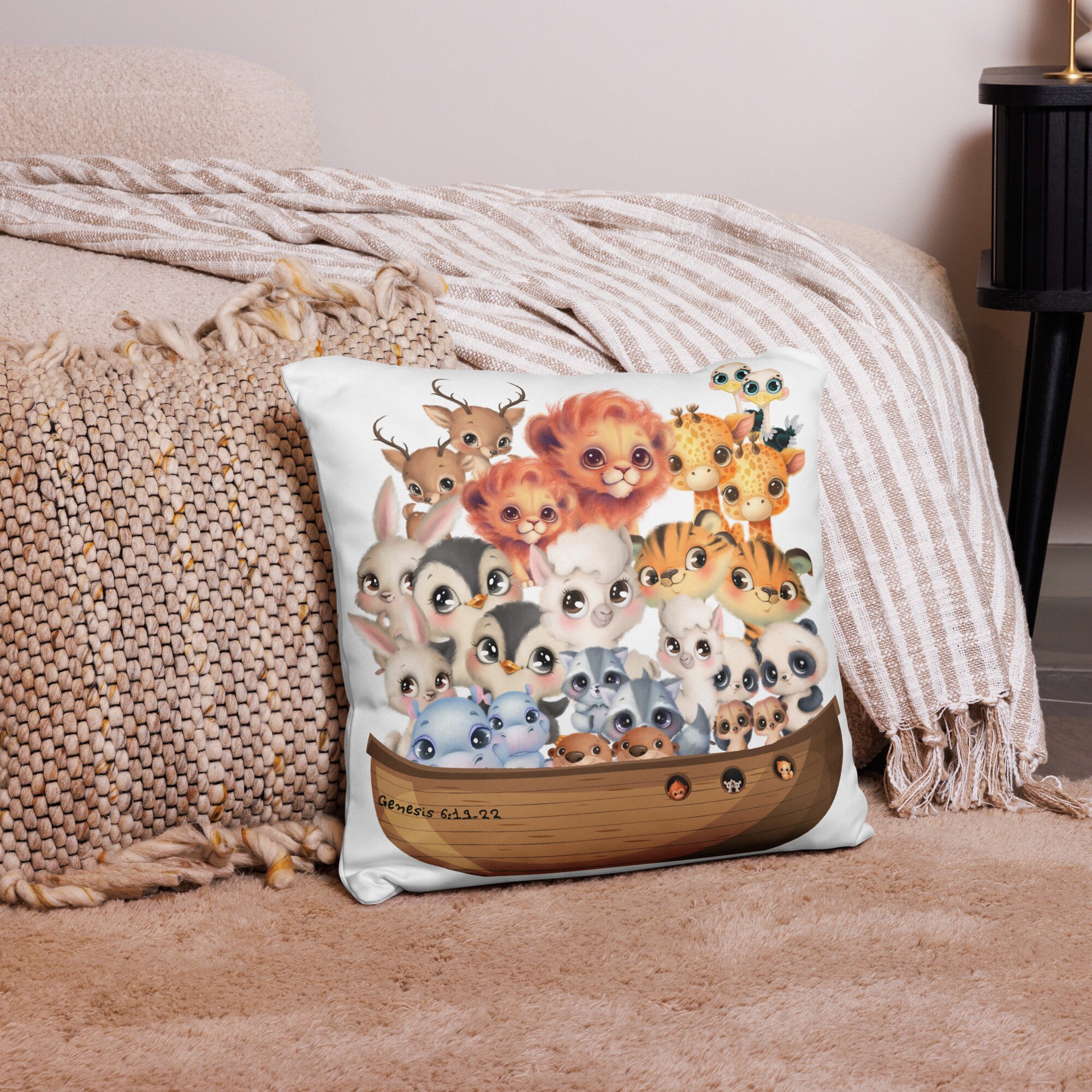 Noahs Ark Throw Pillow Baby Nursery Accent Pillow Noahs Ark Christian