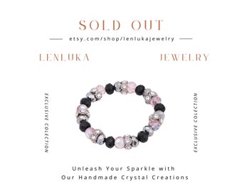 Crystal Beads Charm Bracelet, Stretchy Bracelet, Handmade Bracelet, Gift for her