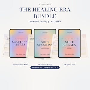 Digital nedladdning av planeringspaket för mental hälsa, terapijournal, arbetsbok för OCD och ADHD-planerare, 3 GoodNotes iPad-planerare, PDF-set