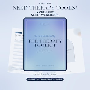 CBT and DBT Skills Workbook, Cognitive Behavioral Therapy Worksheets and Thought Record Journal, Self Compassion Therapy Tool, GoodNotes PDF