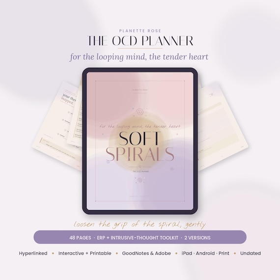 OCD Planner Digital Download, ERP Exposure Tracker and Intrusive Thoughts ocd Journal, ocd Recovery Planner, GoodNotes iPad PDF