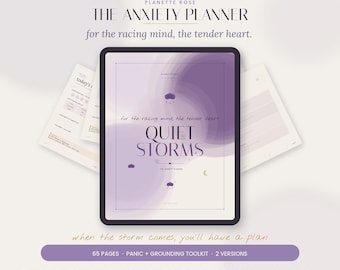 Digitale download angstdagboek, werkboek zorgentracker en aarding, GoodNotes iPad-planner voor angstverlichting, invulbare pdf-therapietool