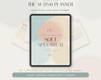 Autismeplanner voor vrouwen digitale download, sensorisch profiel, kernsmeltingsherstel en ontmaskeringsdagboek, neurodivergente iPad-pdf