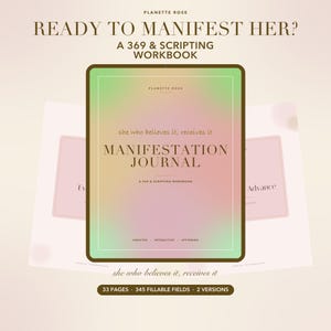 Cahier d'exercices de manifestation, système de script en 8 étapes et de tableau de visualisation, syndrome de la fille chanceuse et loi de l'attraction (GoodNotes PDF)