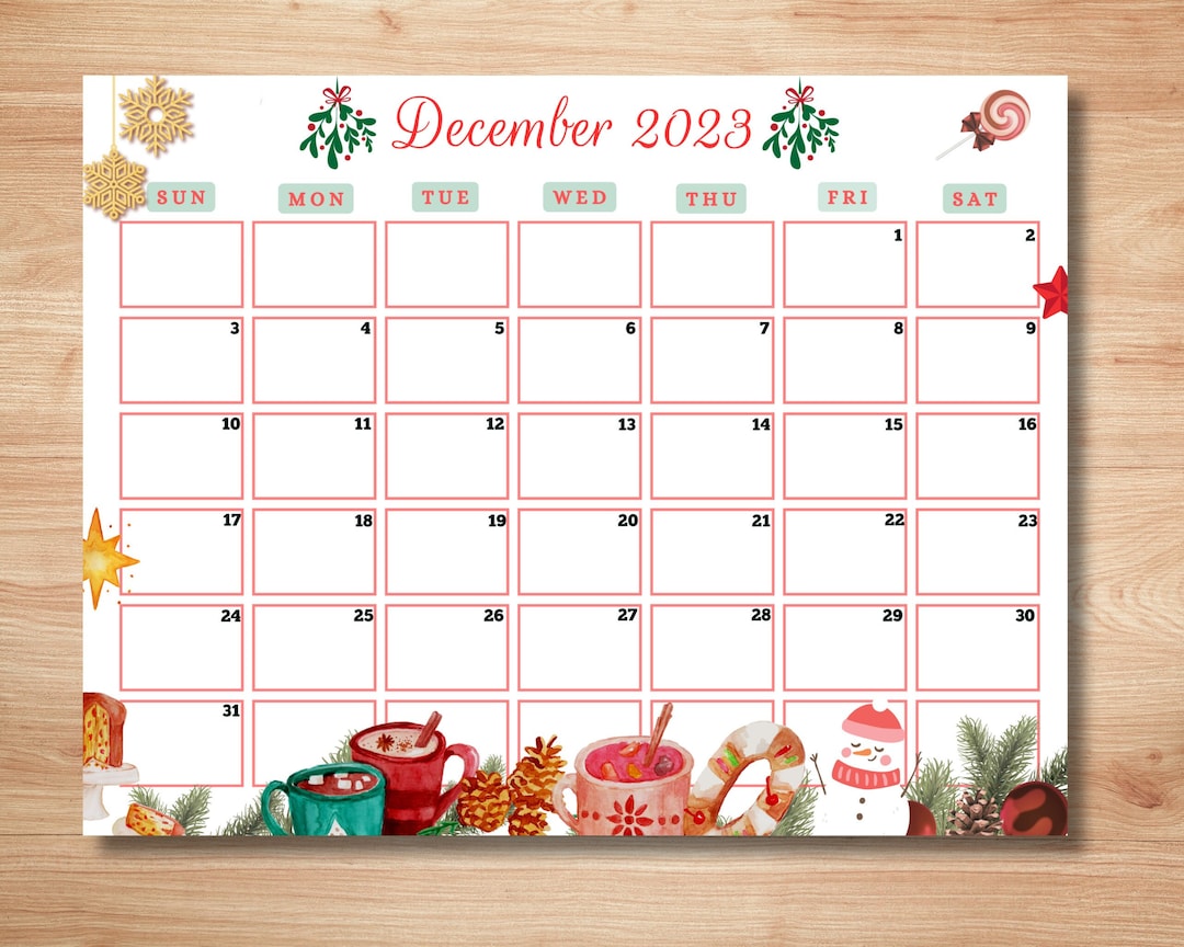Buy Editable December 2023 Calendar Printable Fillable Monthly Online