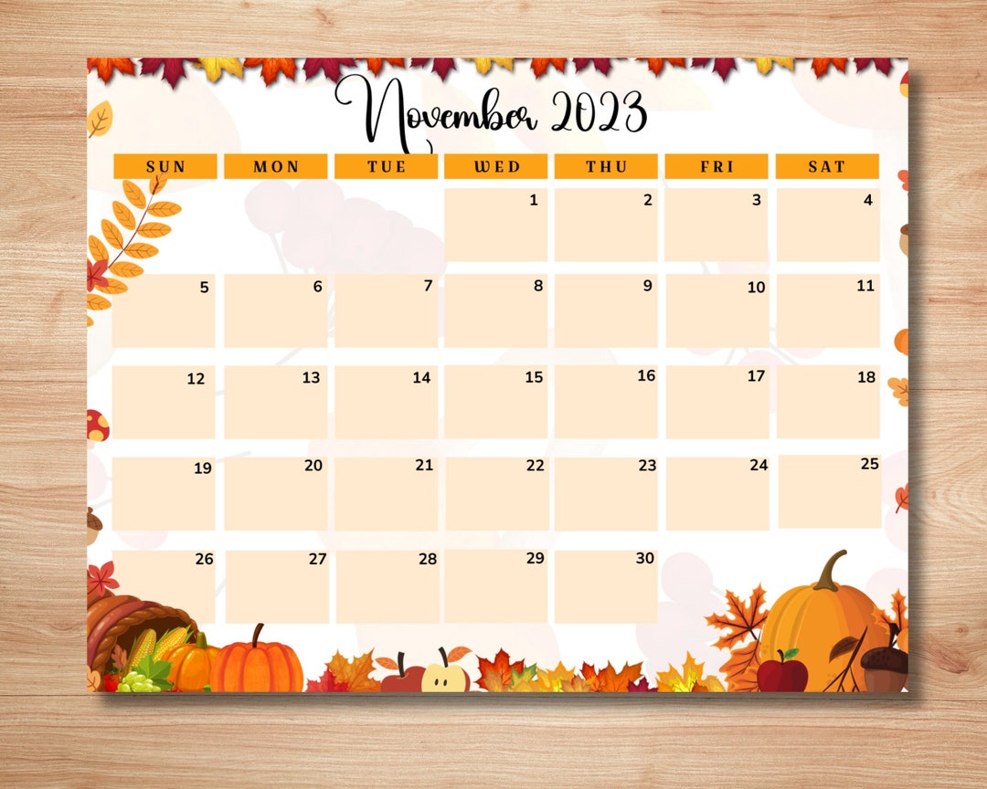 Editable November 2023 Calendar, Printable Fillable Monthly Planner ...