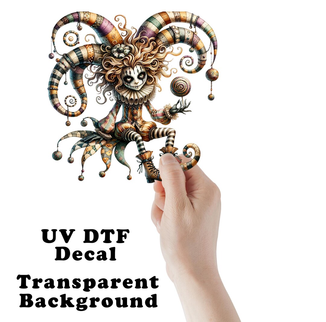 Jester Sticker Creepy Jester Clear Sticker / Decal UV DTF Sticker Transparent Choose ...