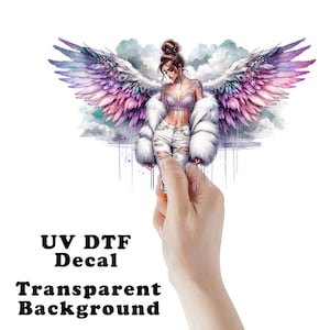 Badass Angel Clear Sticker / Decal UV DTF Sticker Transparent Choose Size