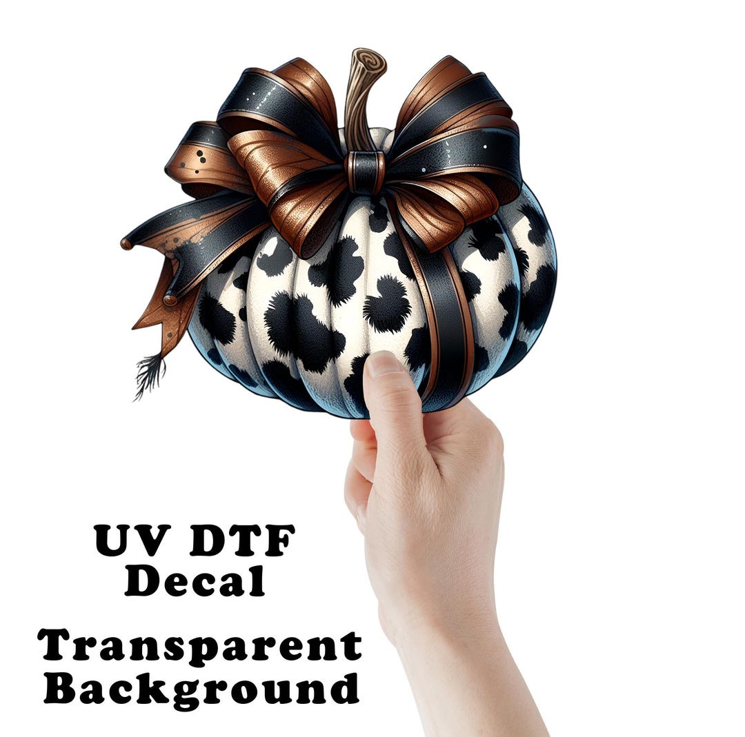 Cowhide Sticker Cowhide Pumpkin Three Clear Sticker / Decal UV DTF Sticker Transparent ...