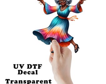 Dancing Granny Clear Sticker / Decal UV DTF Sticker Transparent Choose Size