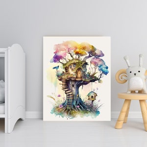 16x20 Fairy Treehouse Wall Art Canvas Print