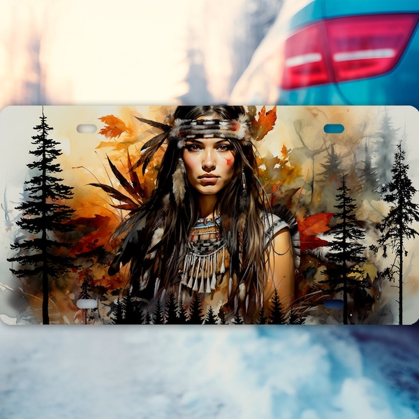 New Release Vanity Front License Plate Indigenous Girl Aluminum Vanity License Plate Car Accessory Decorative Front Plate