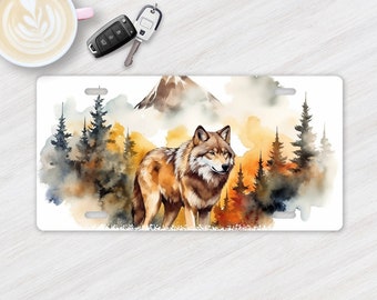 Vanity Front License Plate Mountain Wolf Aluminum Vanity License Plate Car Accessory Decorative Front Plate