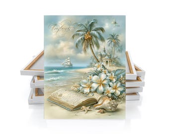11x14 Blue Tropics Beach Day Wall Art Canvas Print