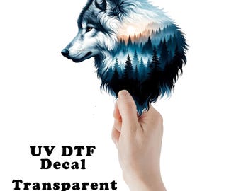 Landscape Wolf Clear Sticker / Decal UV DTF Sticker Transparent Choose Size