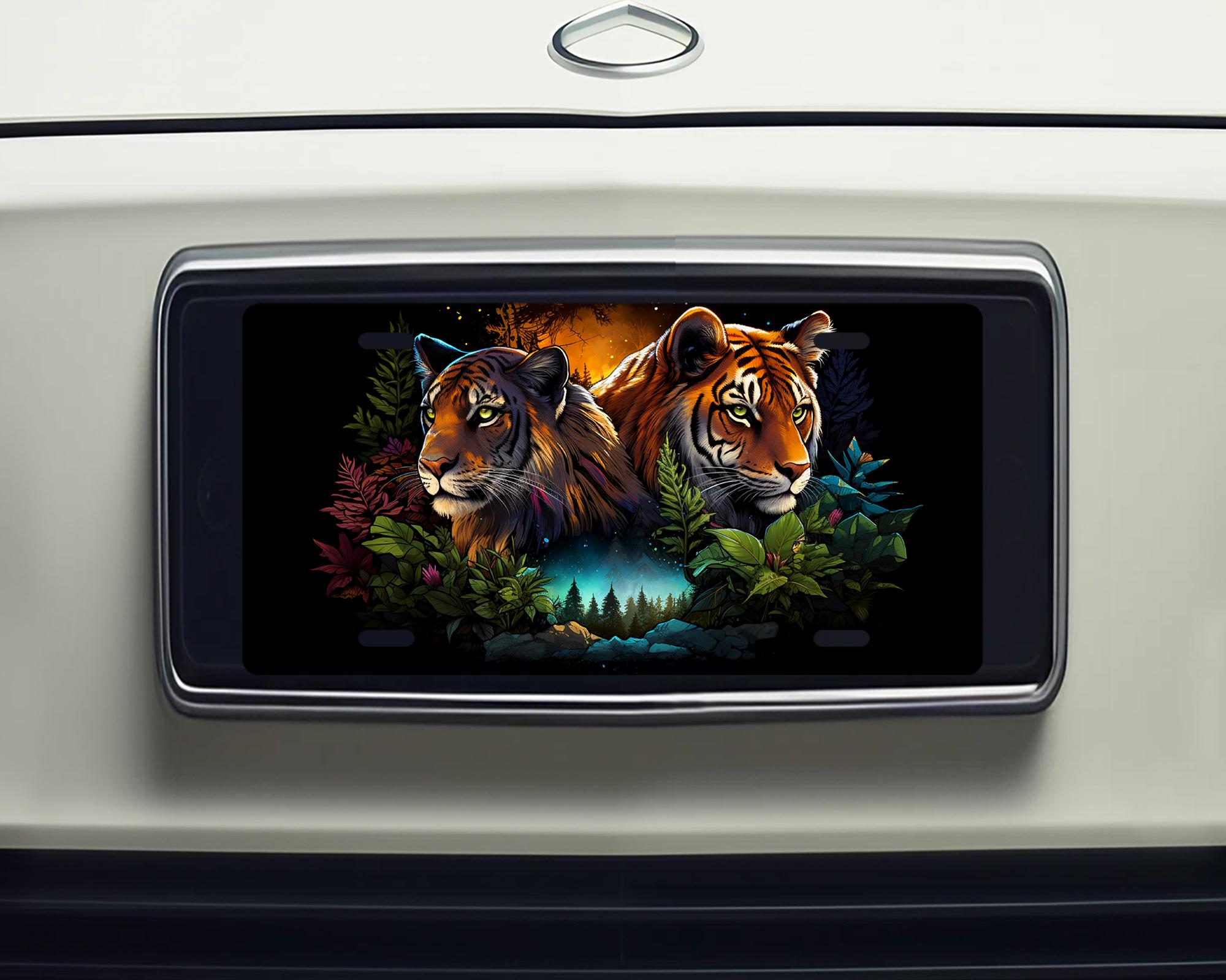 Tiger Pair Vanity Front License Plate, Aluminum License Plate Car