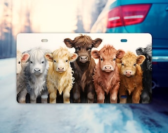 Highland Cow Herd Aluminum Vanity License Plate