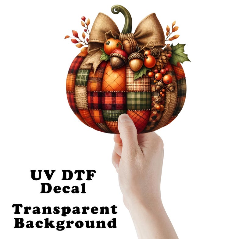 patchwork pumpkin in shades of orange, green and brown