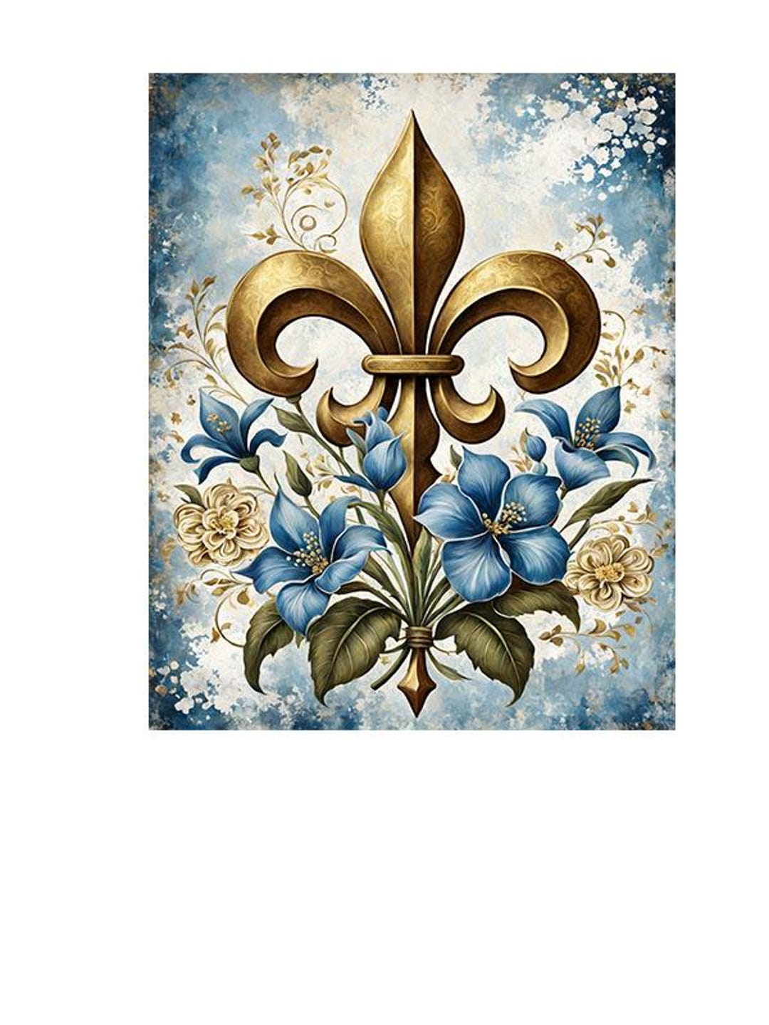 16x20 Blue Fleur De Lis Wall Art Canvas Print - Etsy