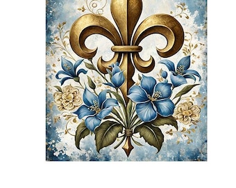 Tableau Mural Fleurs Lis 5 Parties Impression Sur Toile Intissee