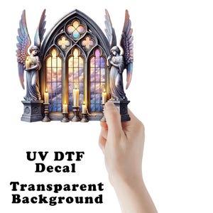 Angel Gothic Window Clear Sticker / Decal UV DTF Sticker Transparent Choose Size