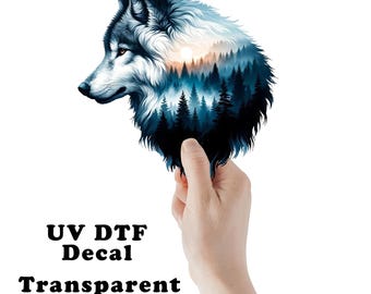 Double Exposure Wolf Clear Sticker / Decal UV DTF Sticker Transparent Choose Size