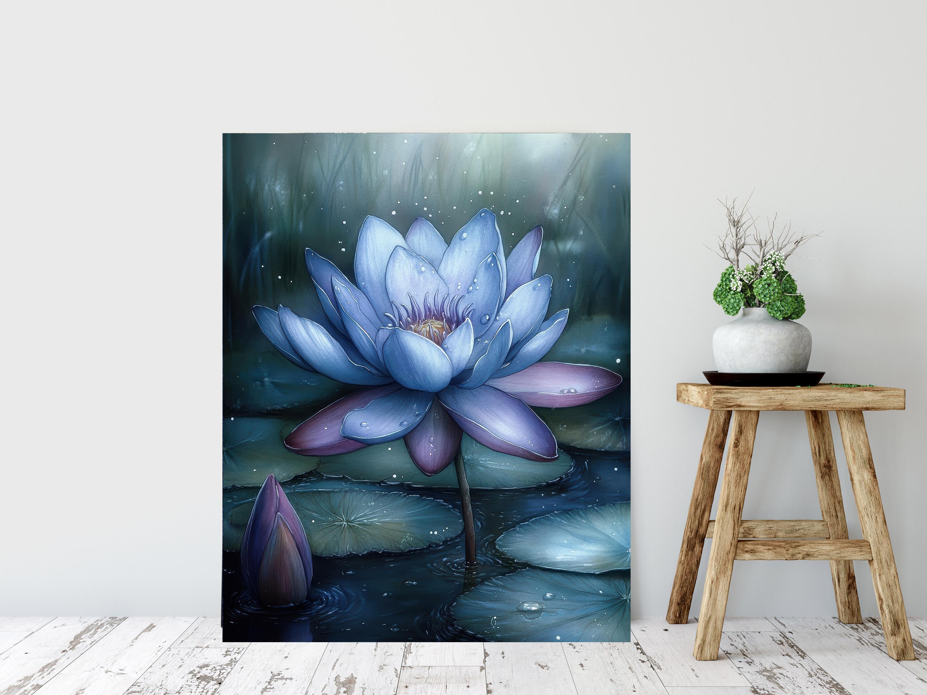 16x20 Blue Lotus Floral Wall Art Canvas Print - Etsy