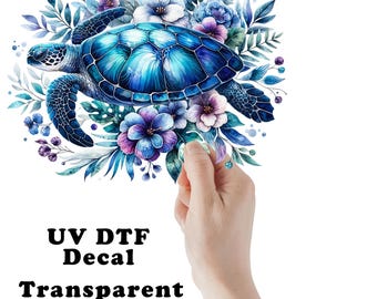 Tropical Sea Turtle Clear Sticker / Decal UV DTF Sticker Transparent Choose Size