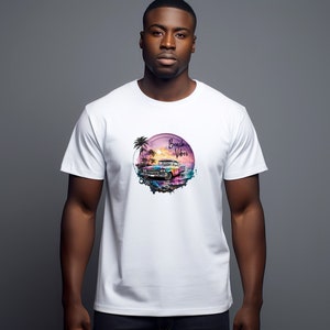 Beach Vibes Vintage Car T Shirt, Tshirt, Graphic T&#39;s  100% Cotton Black White or Gray, Tee,