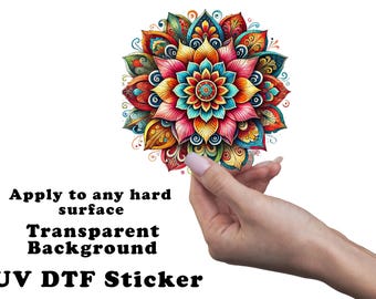 Mexican Mandala Flower Clear Sticker / Decal UV DTF Sticker Transparent Choose Size