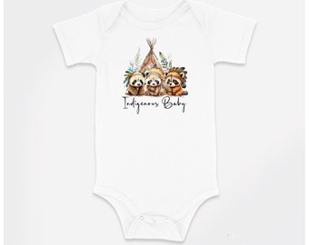 Indigenous Baby Bodysuit, Raccoon Design, Baby Shower Gift