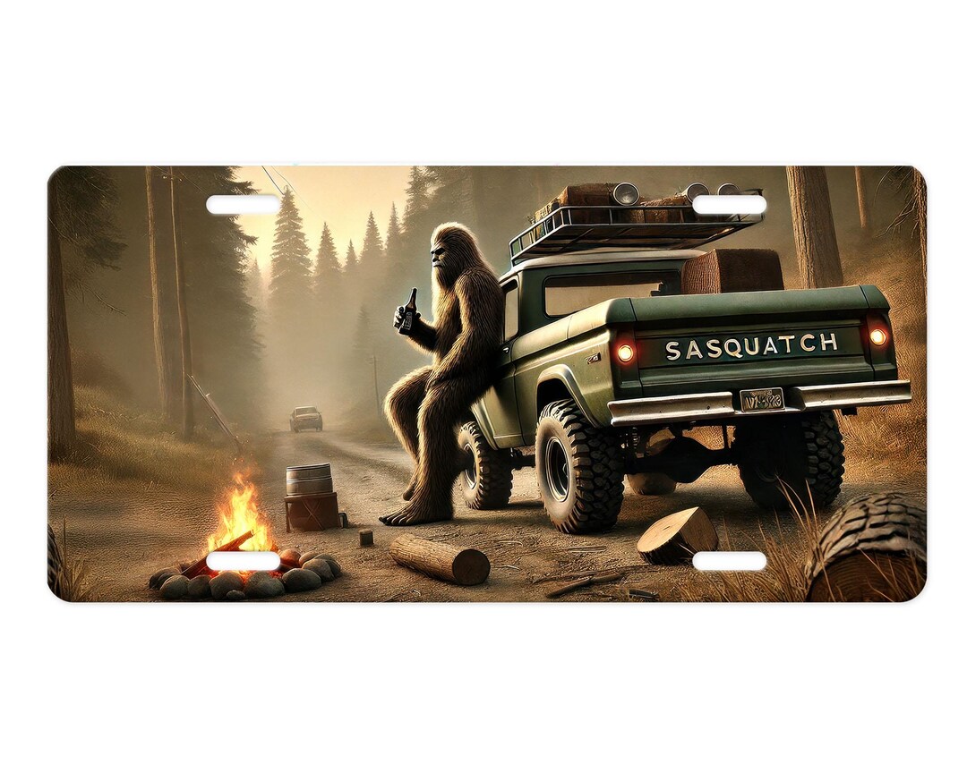 Sasquatch Truck Front Decorative Vanity License Plate Aluminum License 