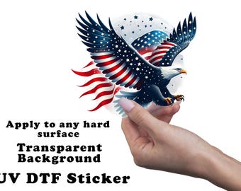 American Flag Eagle Clear Sticker / Decal UV DTF Sticker Transparent Choose Size