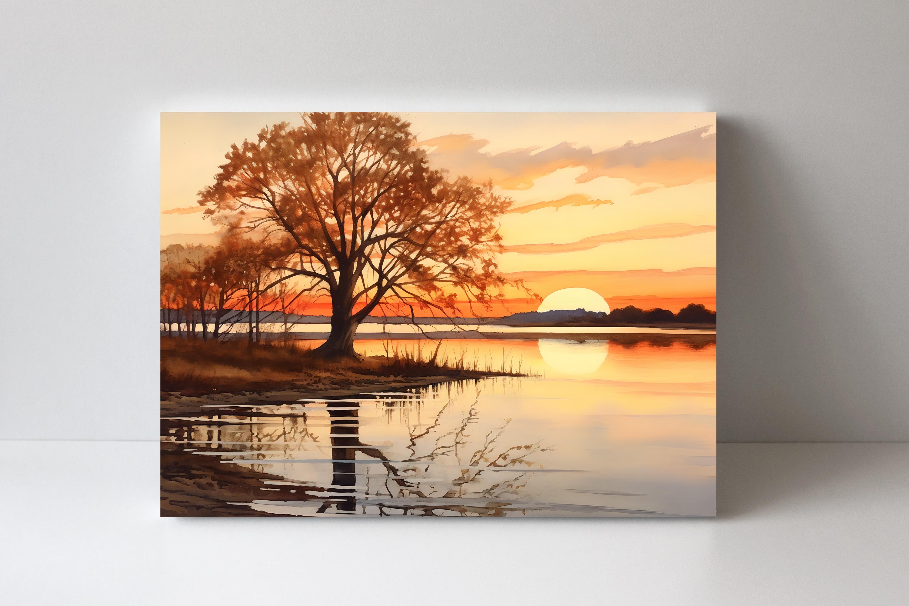 20x16 Lake Sunset Abstract Wall Art Canvas Print - Etsy