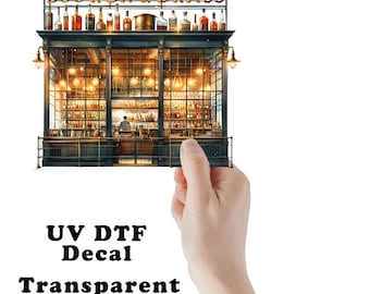 Bourbon and Brass Whiskey Bar Clear Sticker / Decal UV DTF Sticker Transparent Choose Size