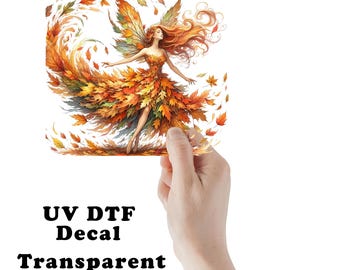 Fall Leaves Fairy Clear Sticker / Decal UV DTF Sticker Transparent Choose Size